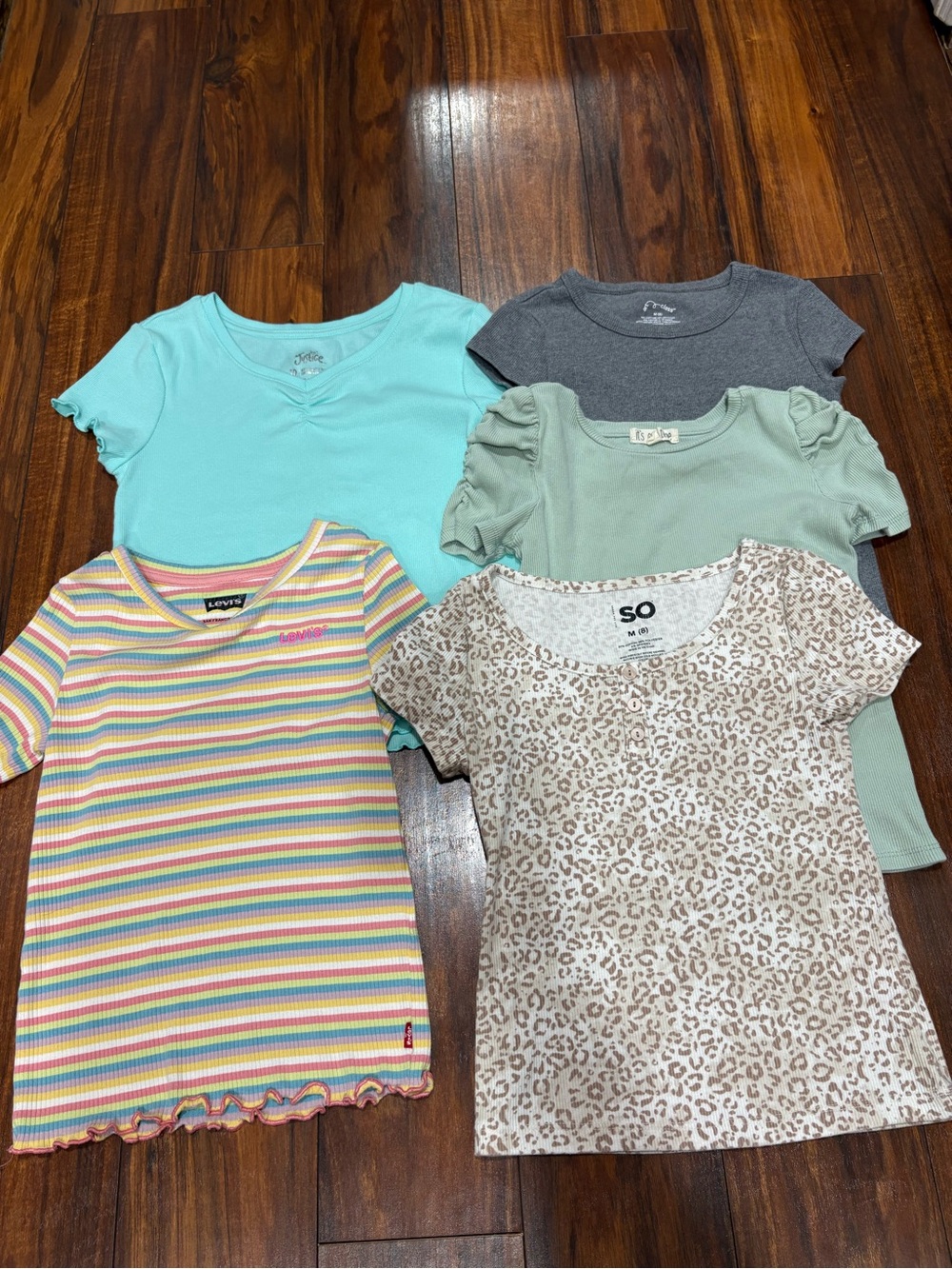 Girls M ribbed Tee bundle set of 5